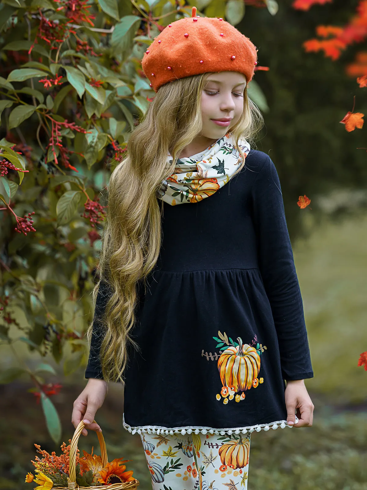 Pumpkin Picking Tunic, Legging and Scarf Set