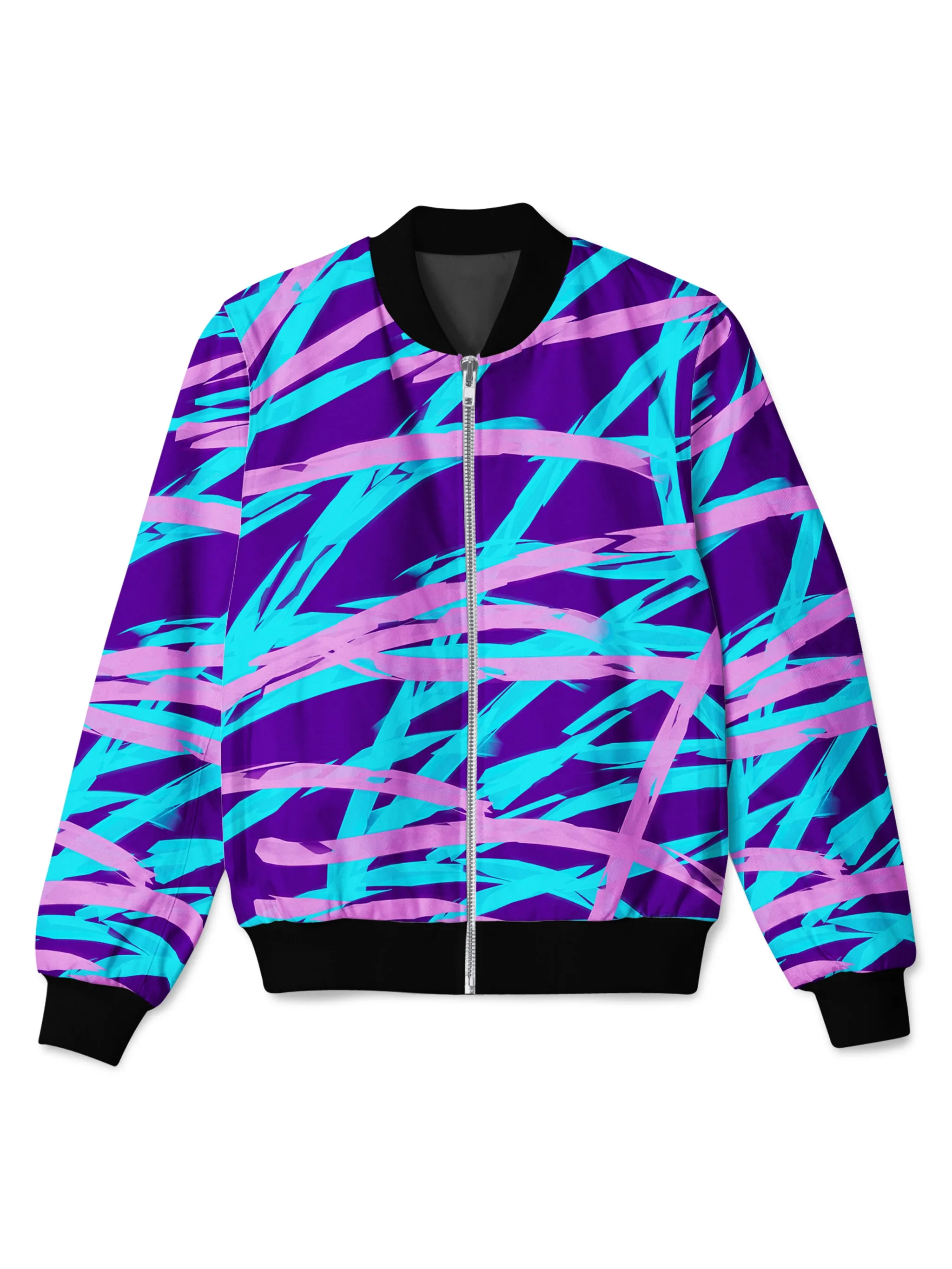 Purple and Blue Rave Abstract Bomber Jacket