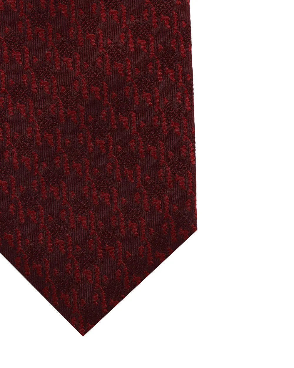 Red Melange Dotted Houndstooth Silk Tie