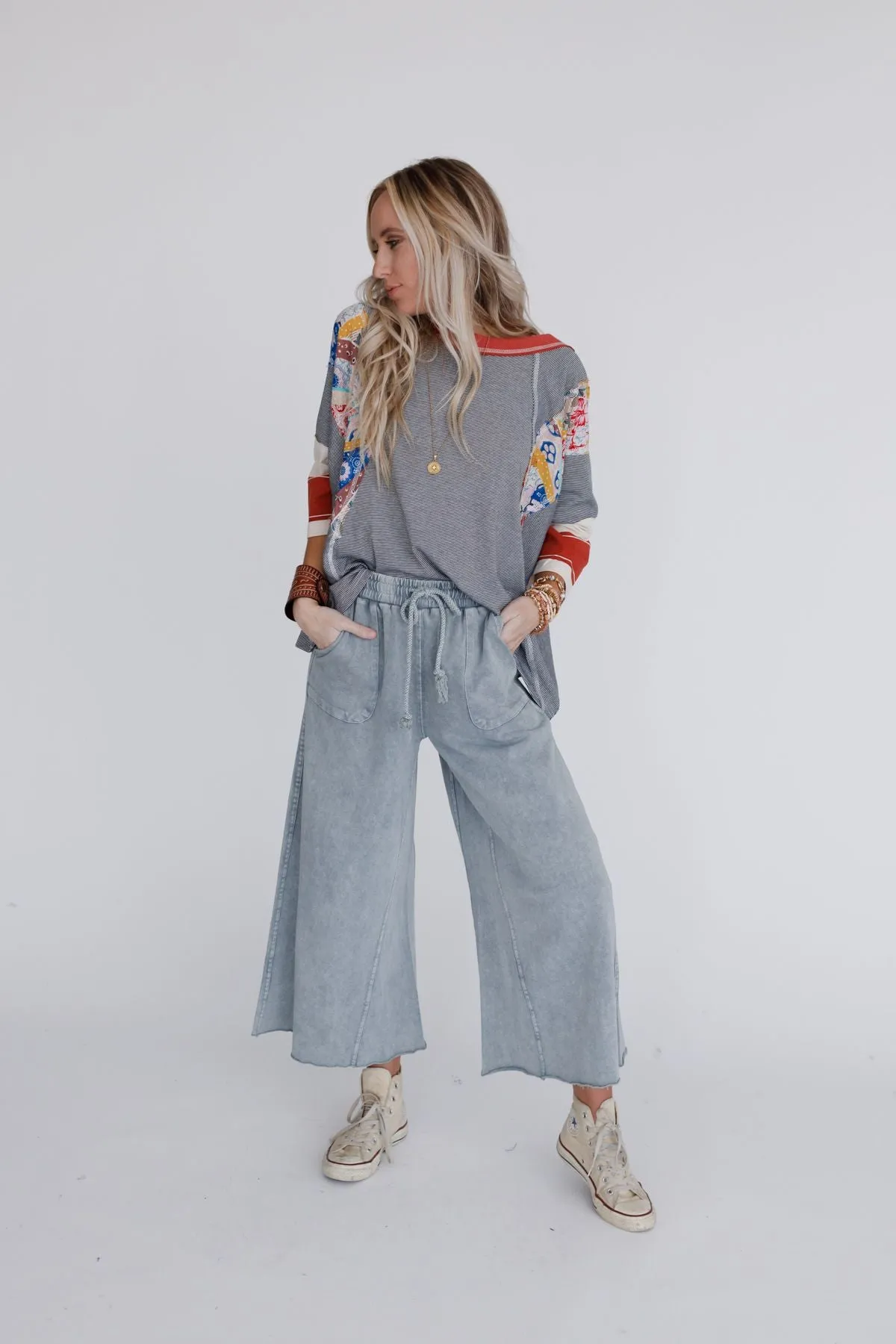 Relaxing Robin Wide Leg Pant - Faded Teal