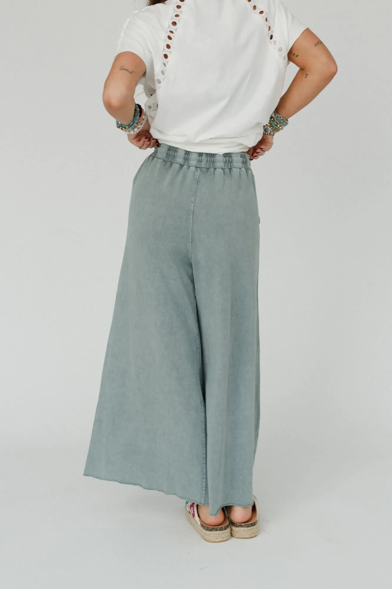 Relaxing Robin Wide Leg Pant - Faded Teal