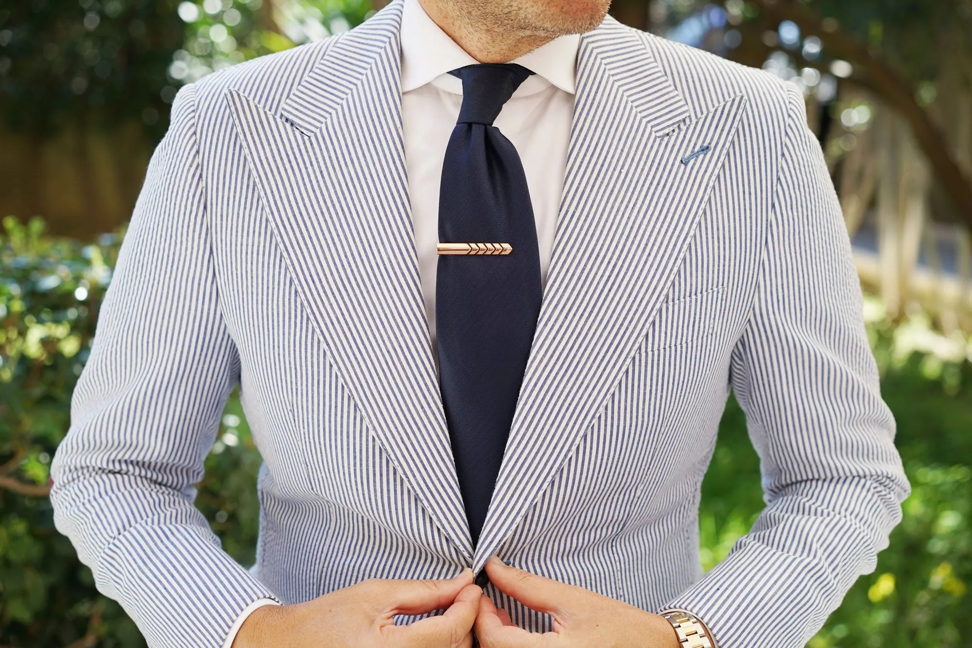 Rose Gold Chevron Tie Bar