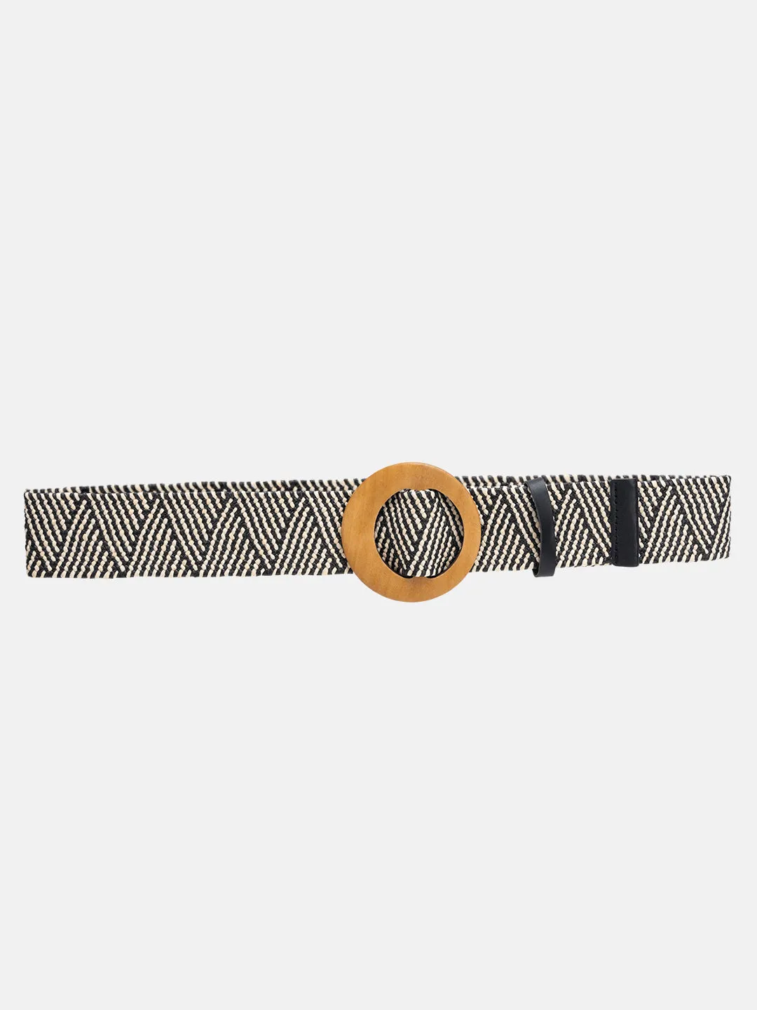 Round Buckle Stripes Belt