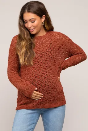 Rust Chenille Open Knit Maternity Sweater