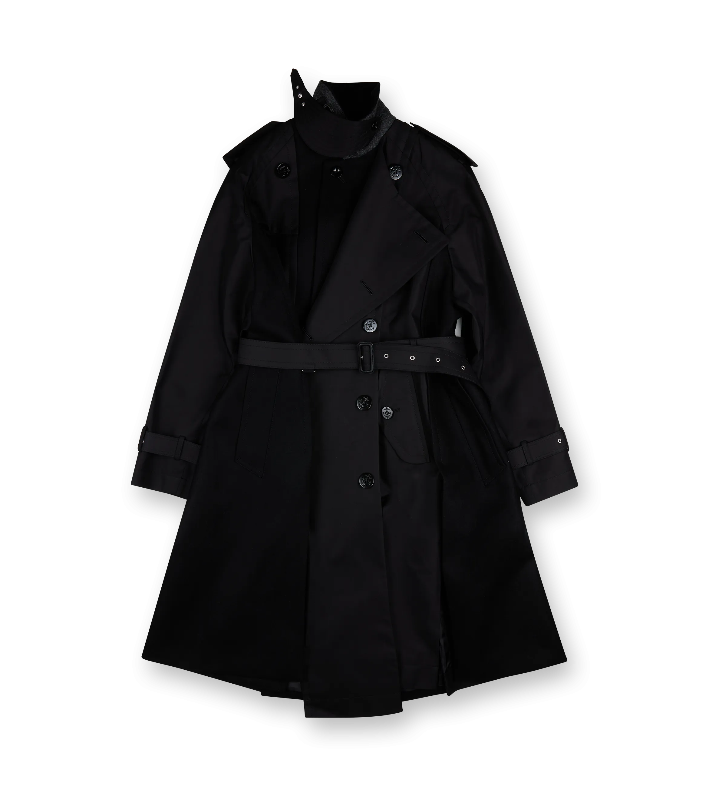 Sacai    Wool Melton Coat Black