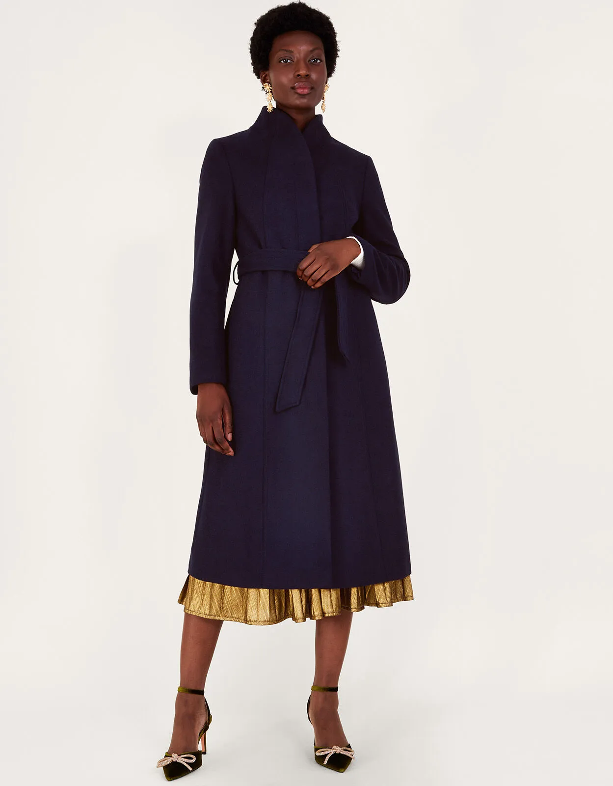 Saskia Belted Coat Blue