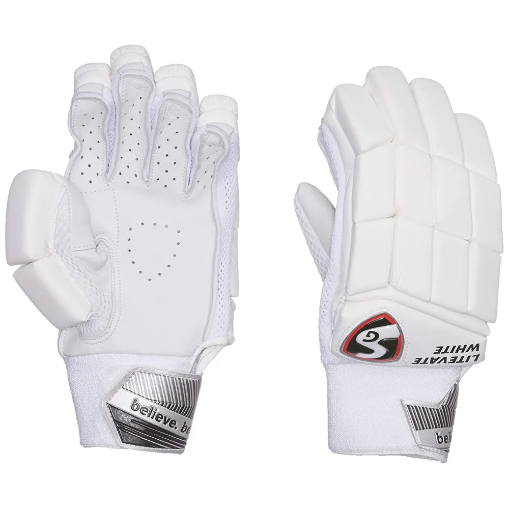 SG Litevate LH Batting Gloves White (Youth)