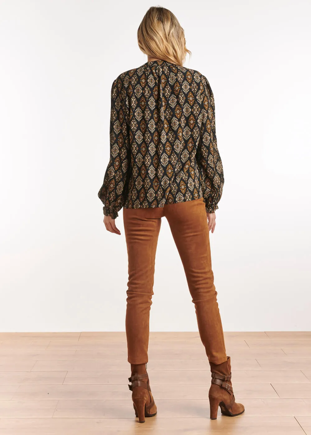 Smashed Lemon Leila Faux-Suede 70's Trousers Brown