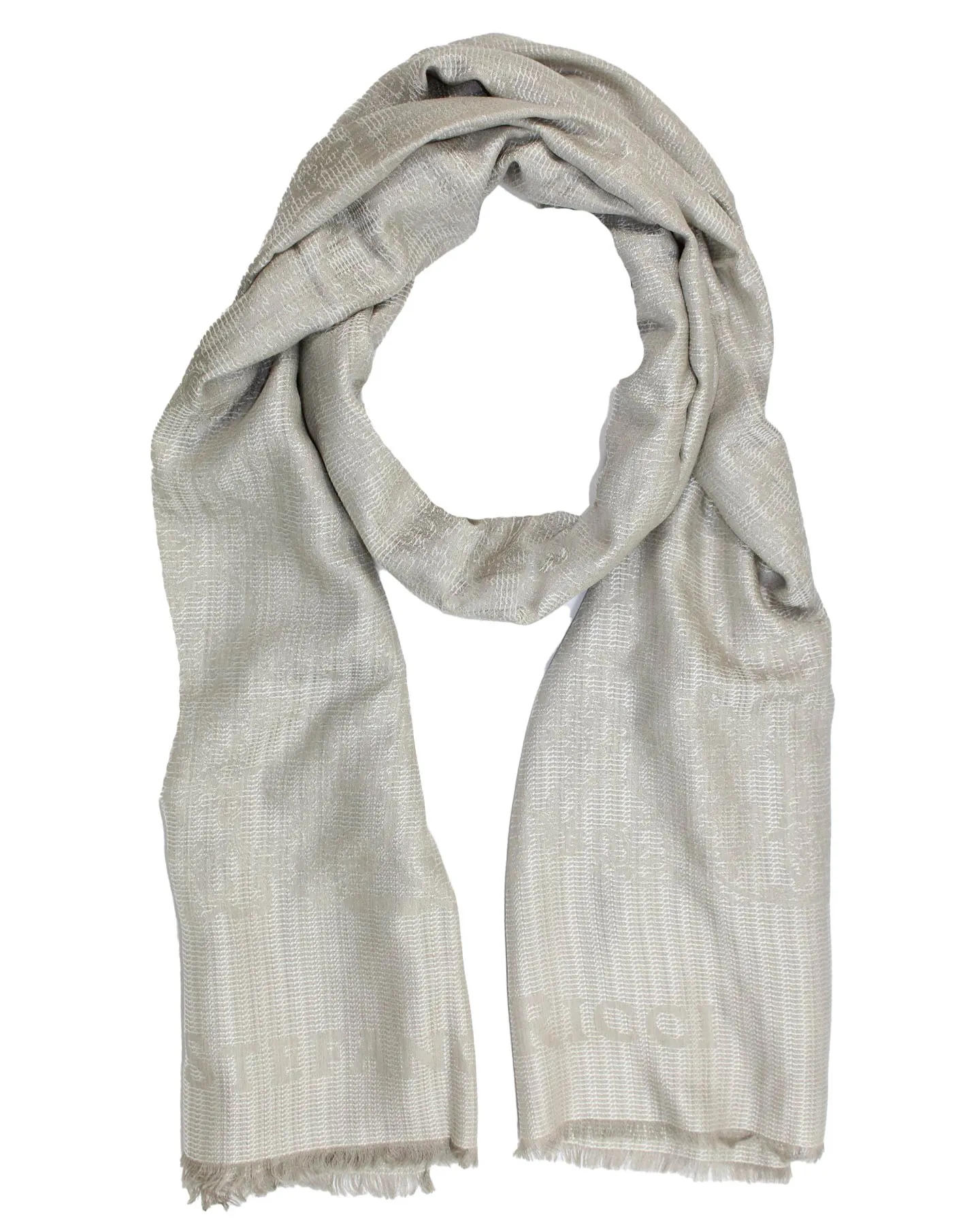 Stefano Ricci Scarf Gray White Pattern - Luxury Cashmere Silk Shawl