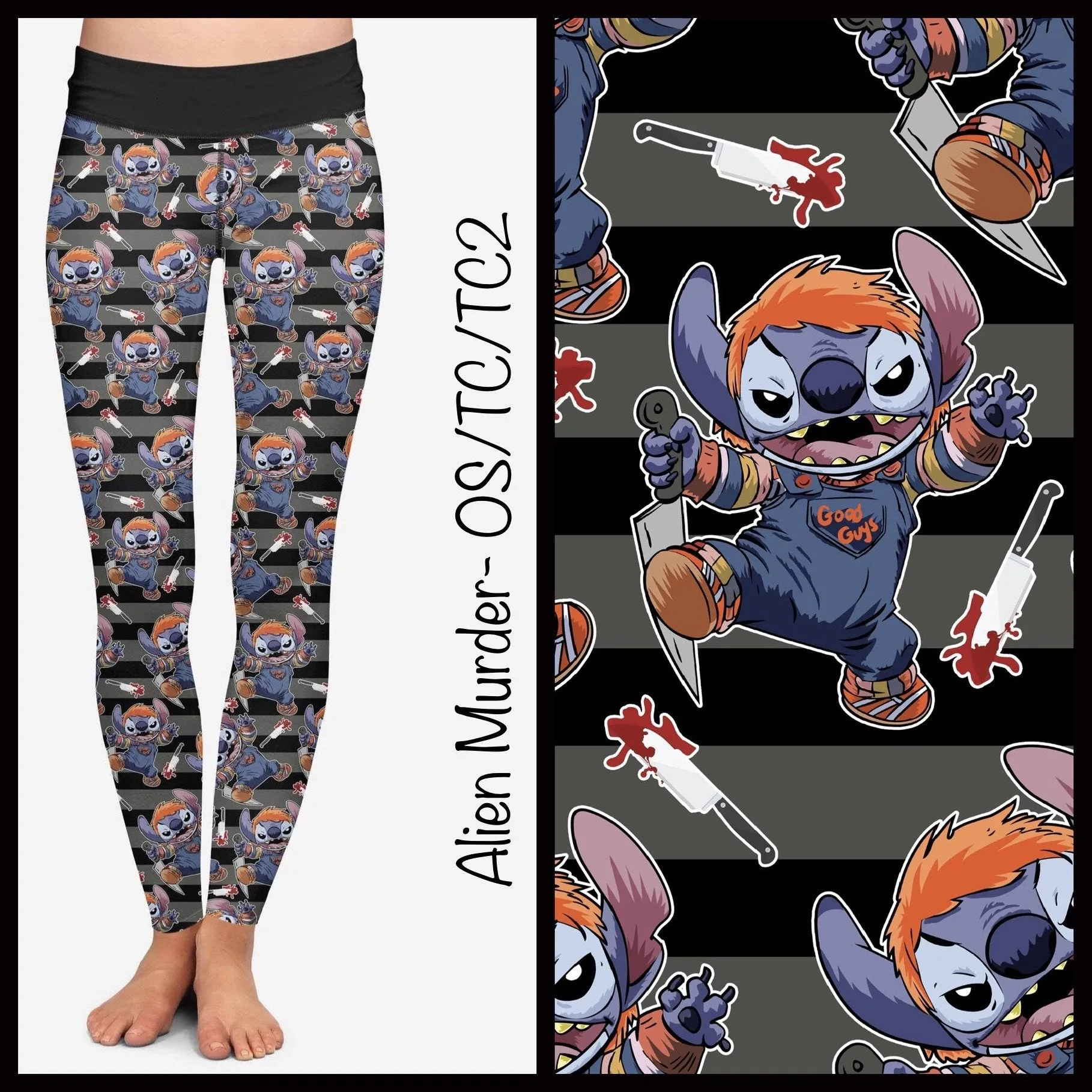 Stitch Chucky Soft Striped Halloween Leggings