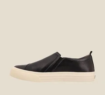 Taos Twin Gore Lux Leather Slip-On Sneaker- Black Smooth Leather