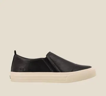 Taos Twin Gore Lux Leather Slip-On Sneaker- Black Smooth Leather