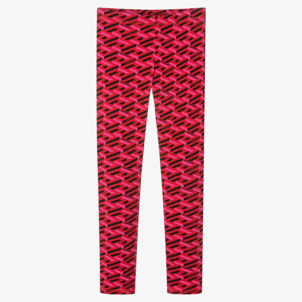 Teen Girls Pink Greca Leggings