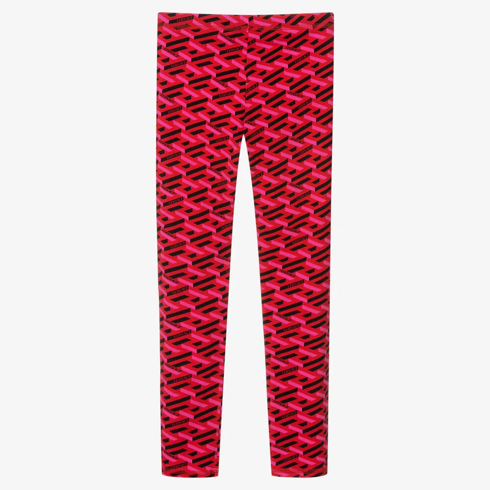 Teen Girls Pink Greca Leggings