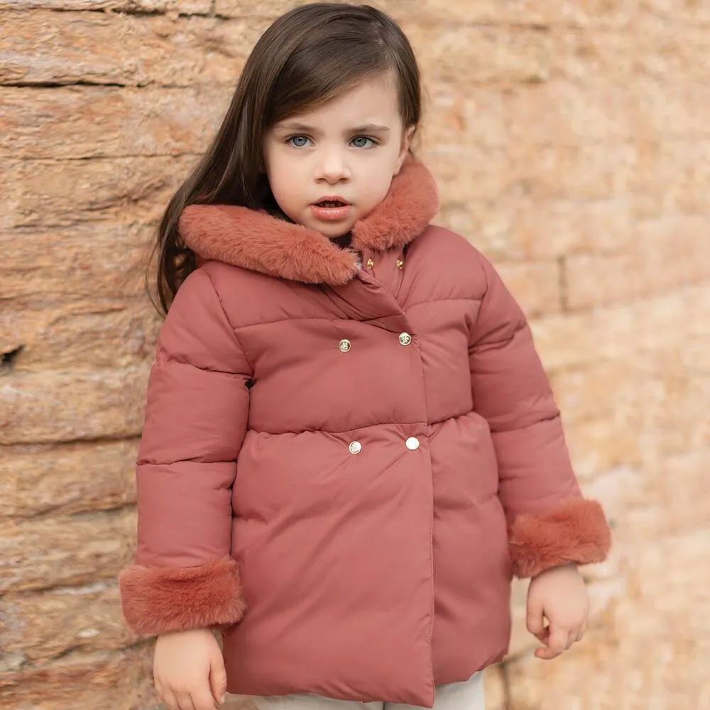 Terracotta Pink Puffer Coat