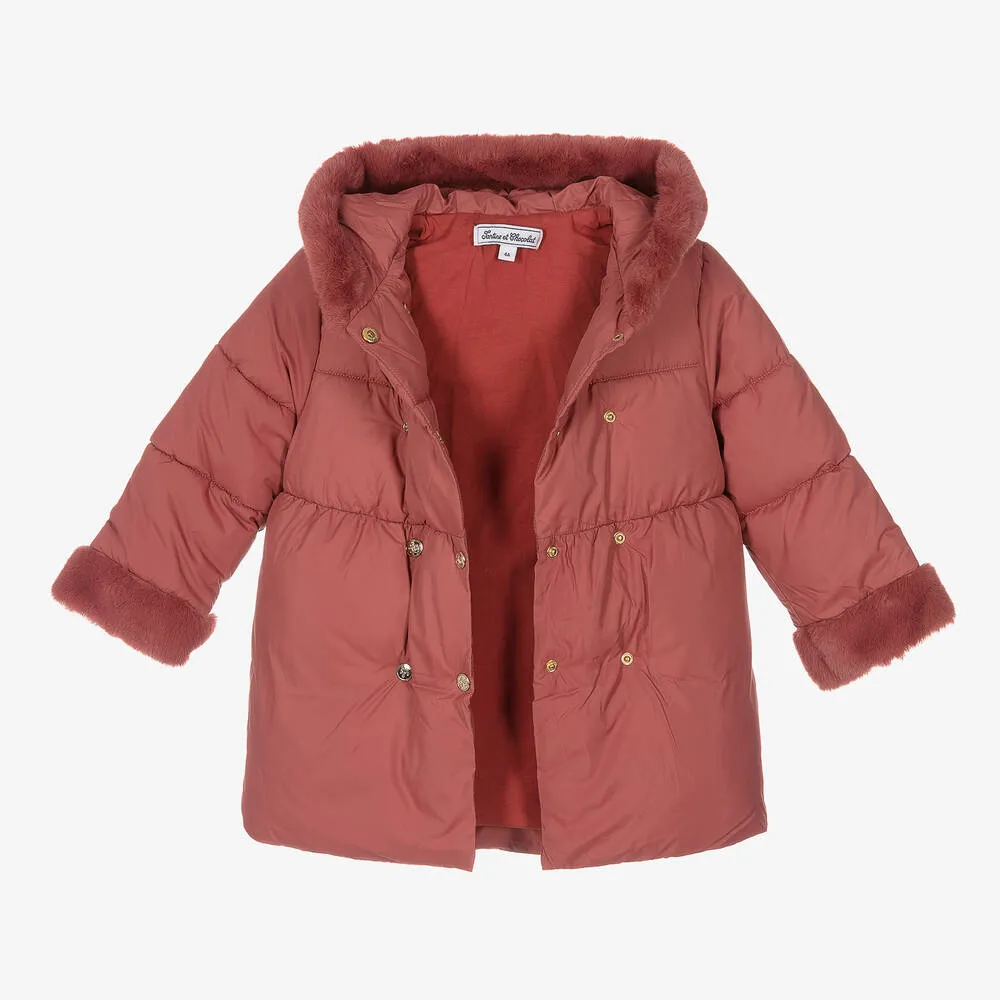 Terracotta Pink Puffer Coat