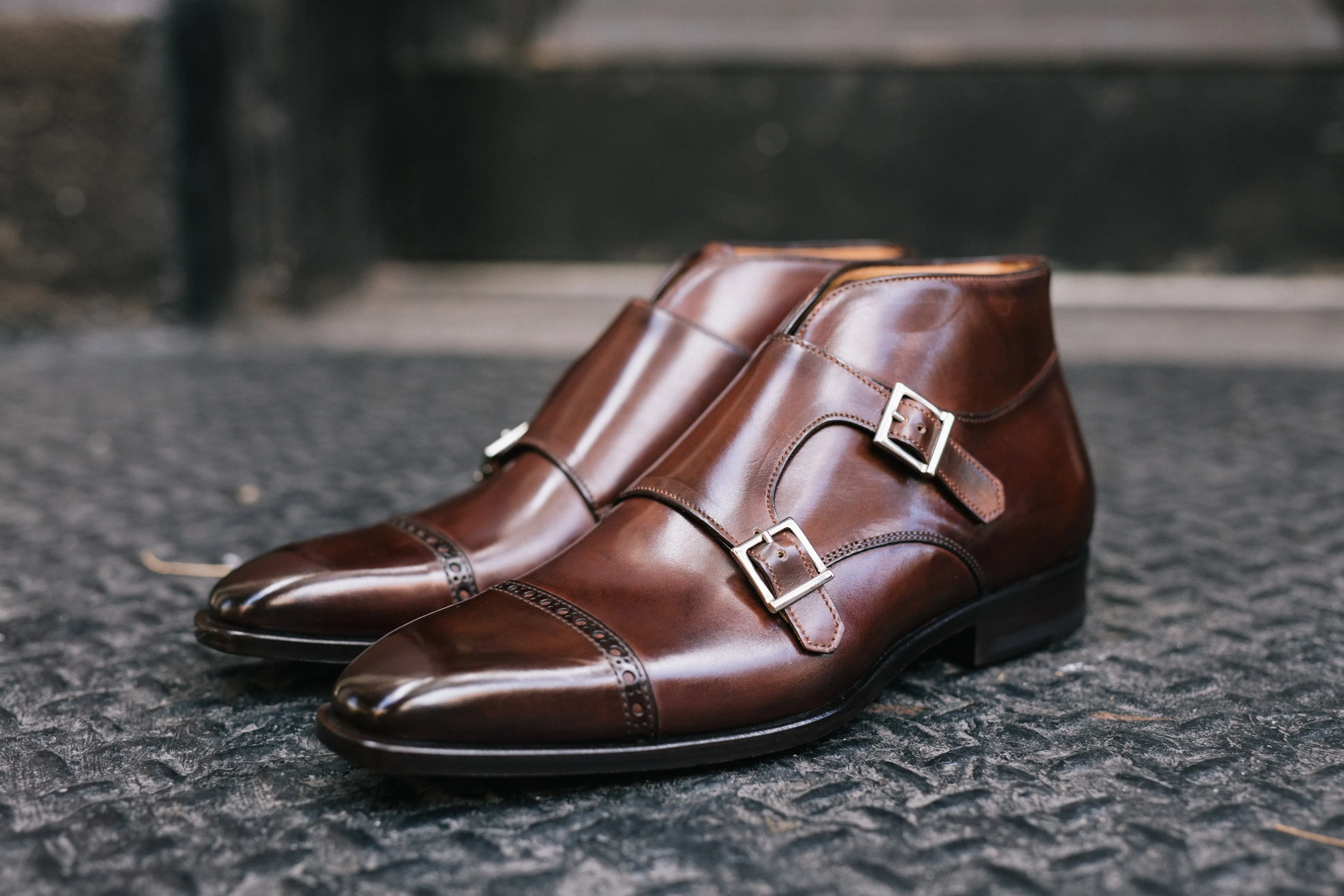 The Heston Double Monk Strap Boot - Chocolate