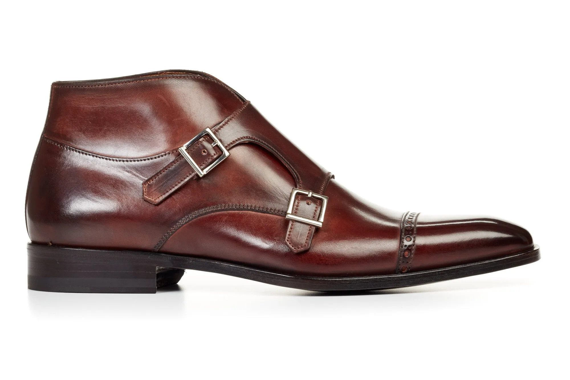 The Heston Double Monk Strap Boot - Chocolate