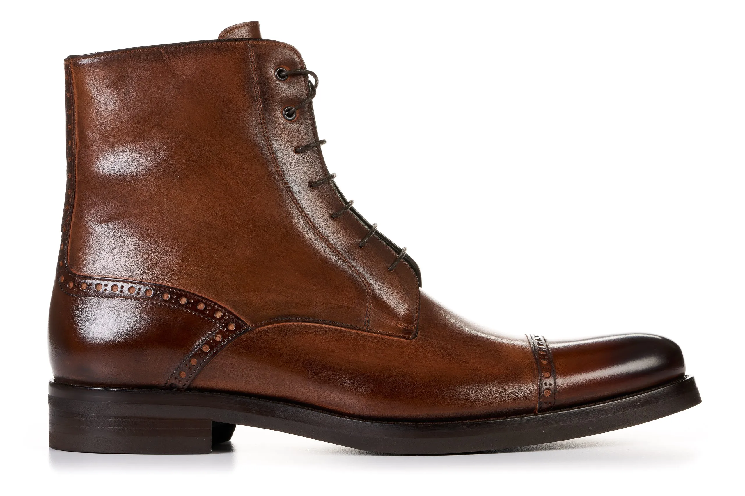 The Presley Lace-Up Boot - Brown - Rubber Sole