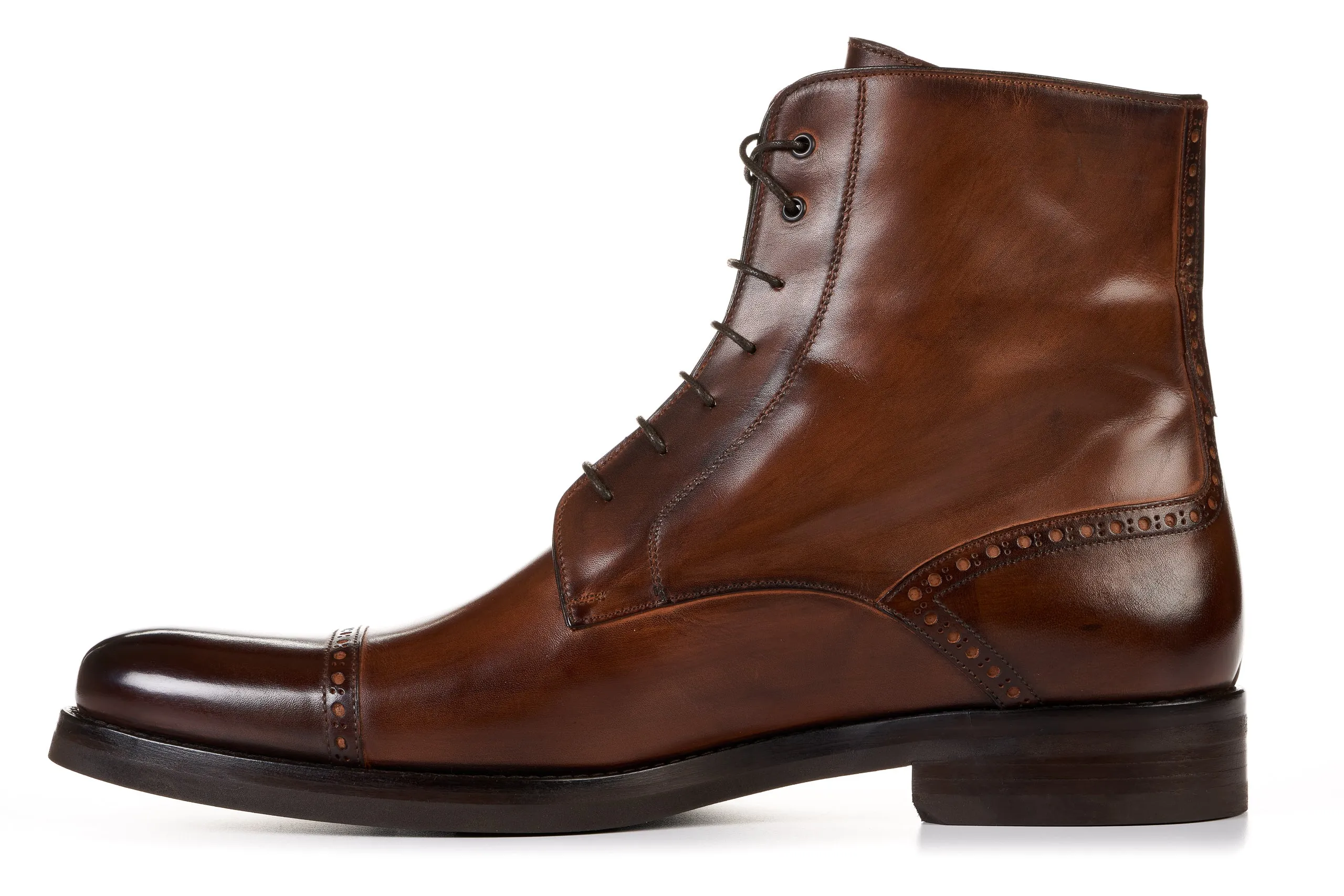 The Presley Lace-Up Boot - Brown - Rubber Sole