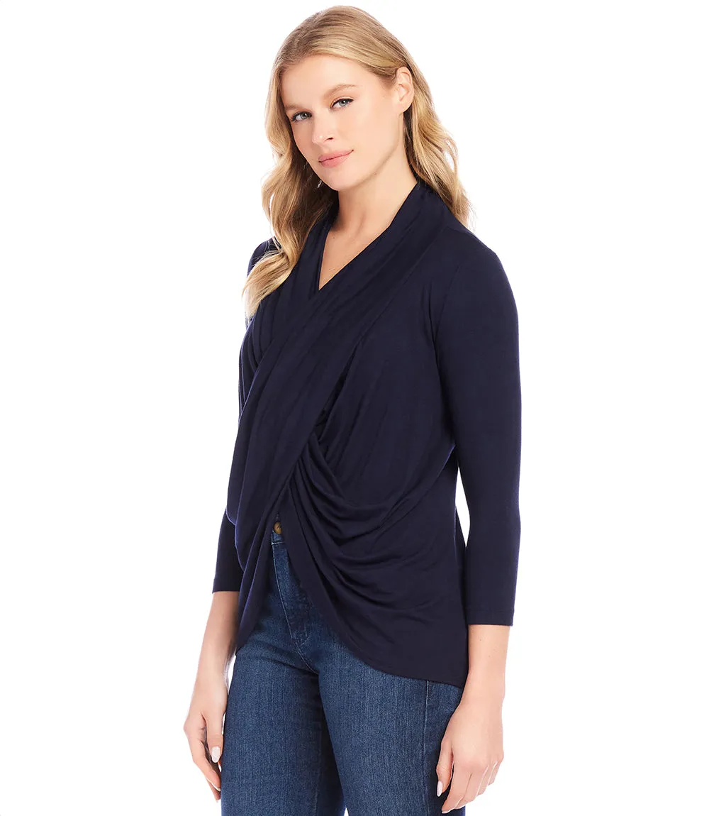 Three Quarter Sleeve Crossover Top