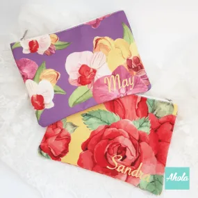 【Trendy Big Flowers】Pouch Bag 時尚大花圖案小袋