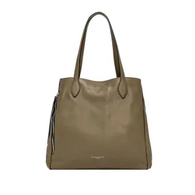 TWIN SHOPPING BAG IN HAMMERED LEATHER Woman Mud