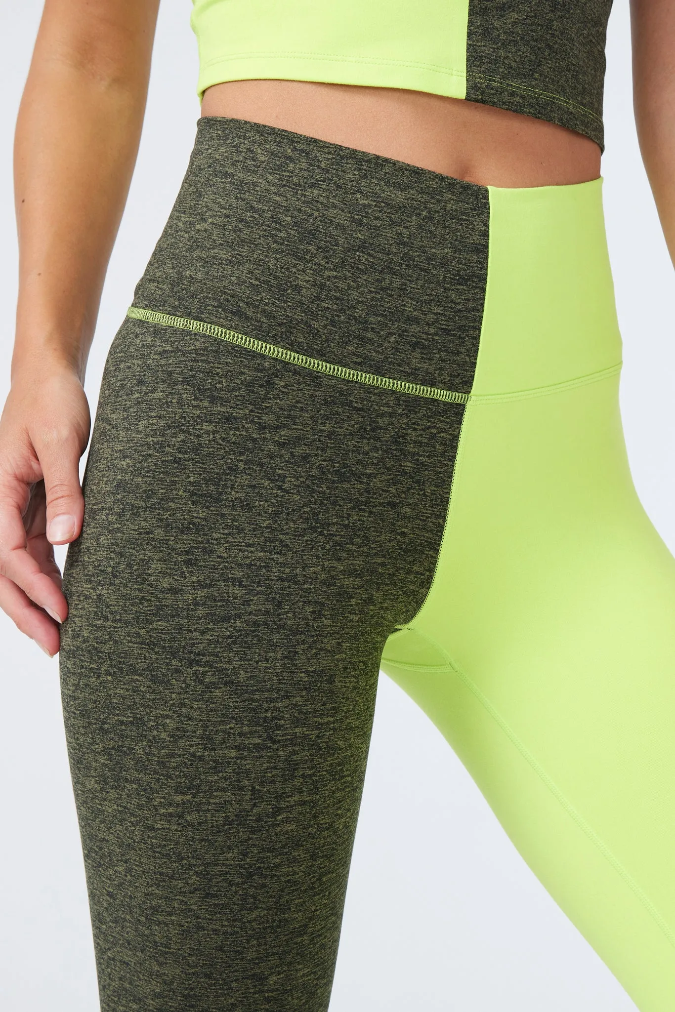 Two Tone TLC Leggings in Uniform Green and Acid Lime