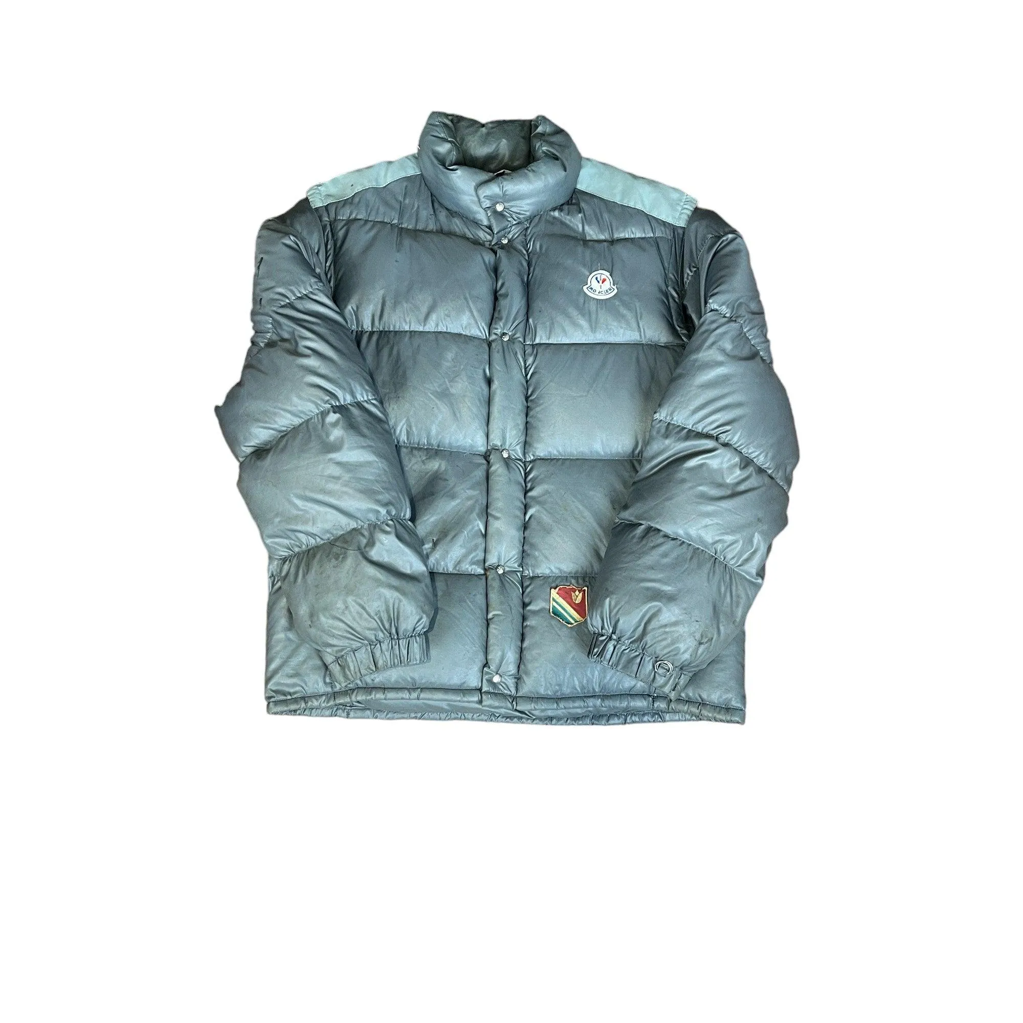 Vintage 90s Grey Moncler Grenoble Puffer Coat - Large