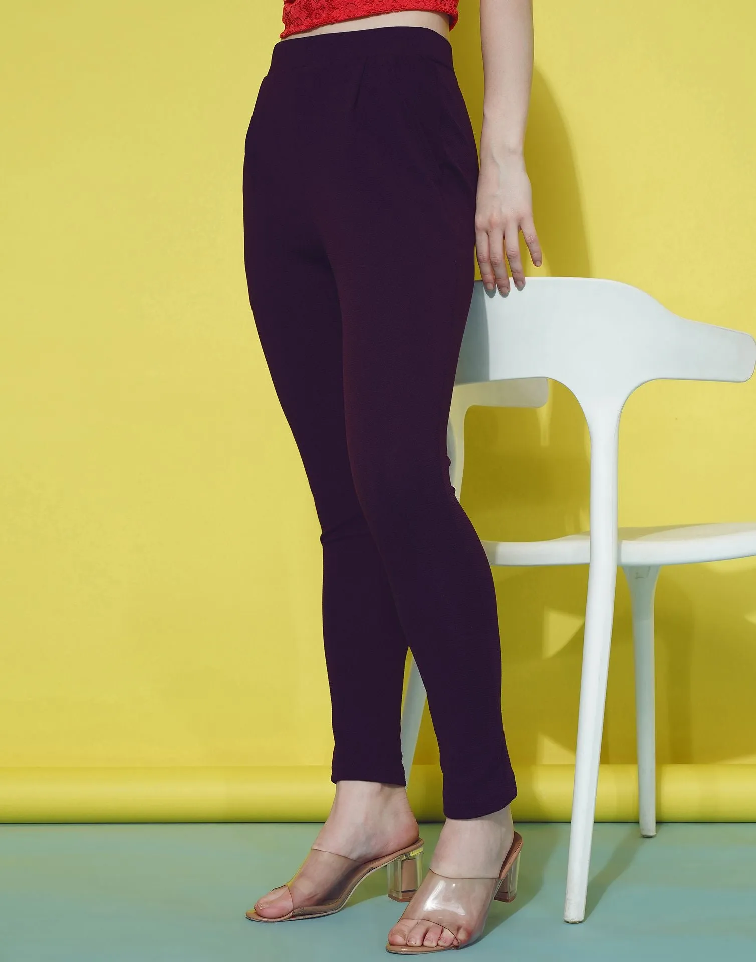 Wine Leggings Fit Pant