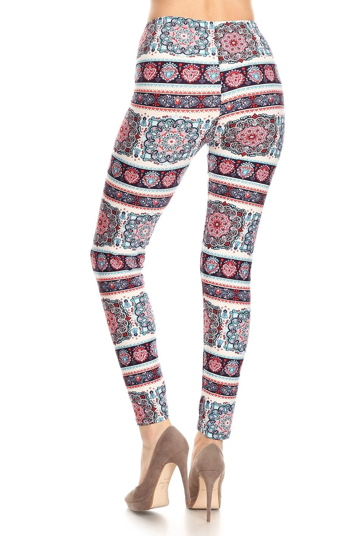 Women's Plus Border Tapestry Floral Printed Leggings