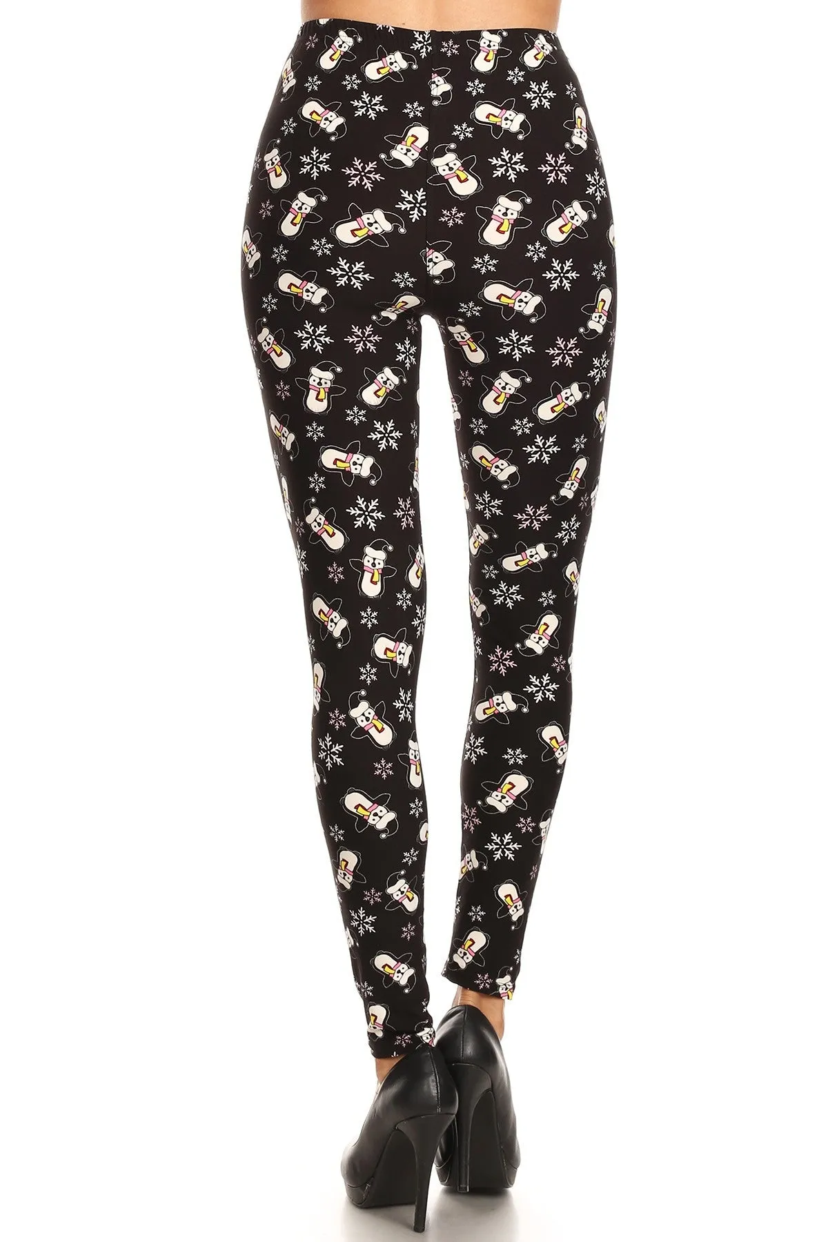 Women's Plus Penguin Snowman Snowflake Pattern Printed Leggings