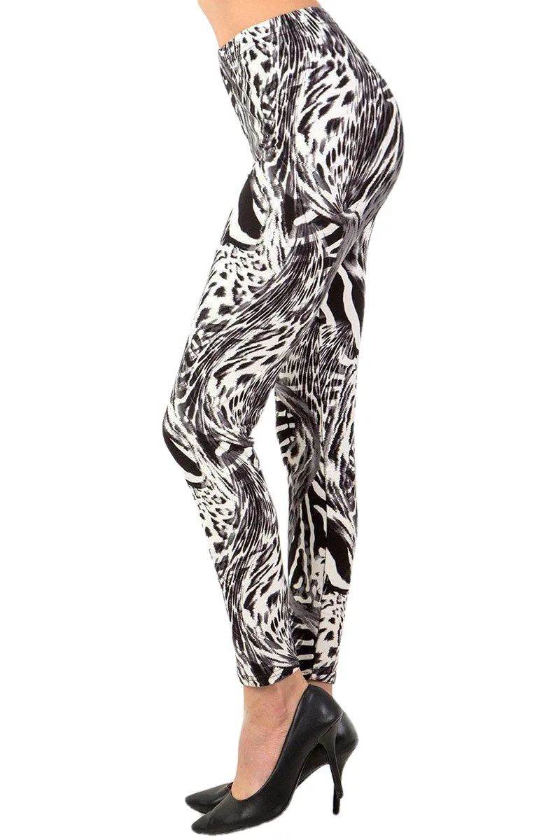 Women's Regular Grey Animal Skin Pattern Printed Leggings