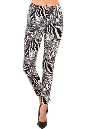 Women's Regular Grey Animal Skin Pattern Printed Leggings