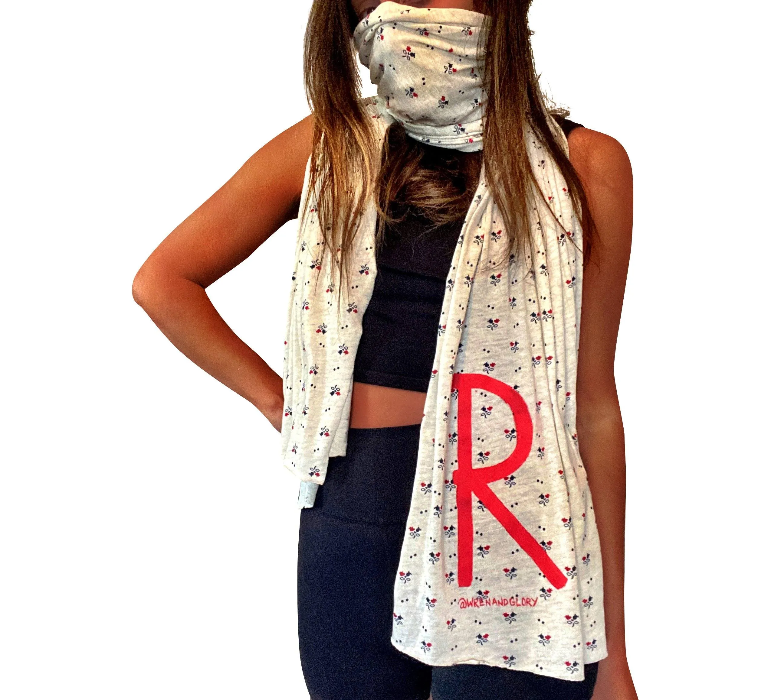 'YOUR INITIAL' PAINTED SCARF / FACE COVERING