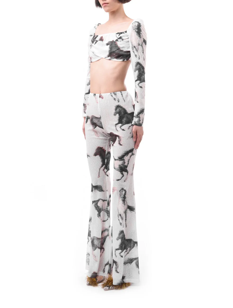 Yuhan Wang Horse Printed Draped Top