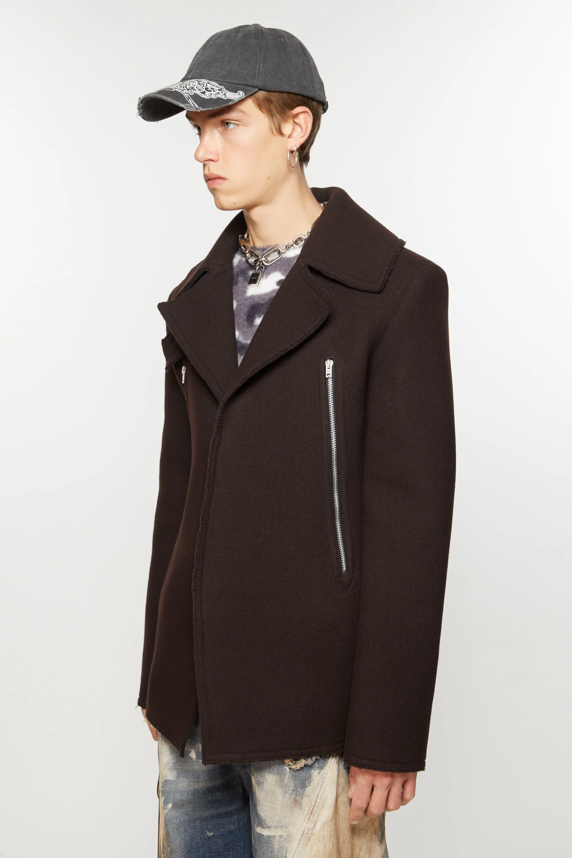 Zipper wool coat